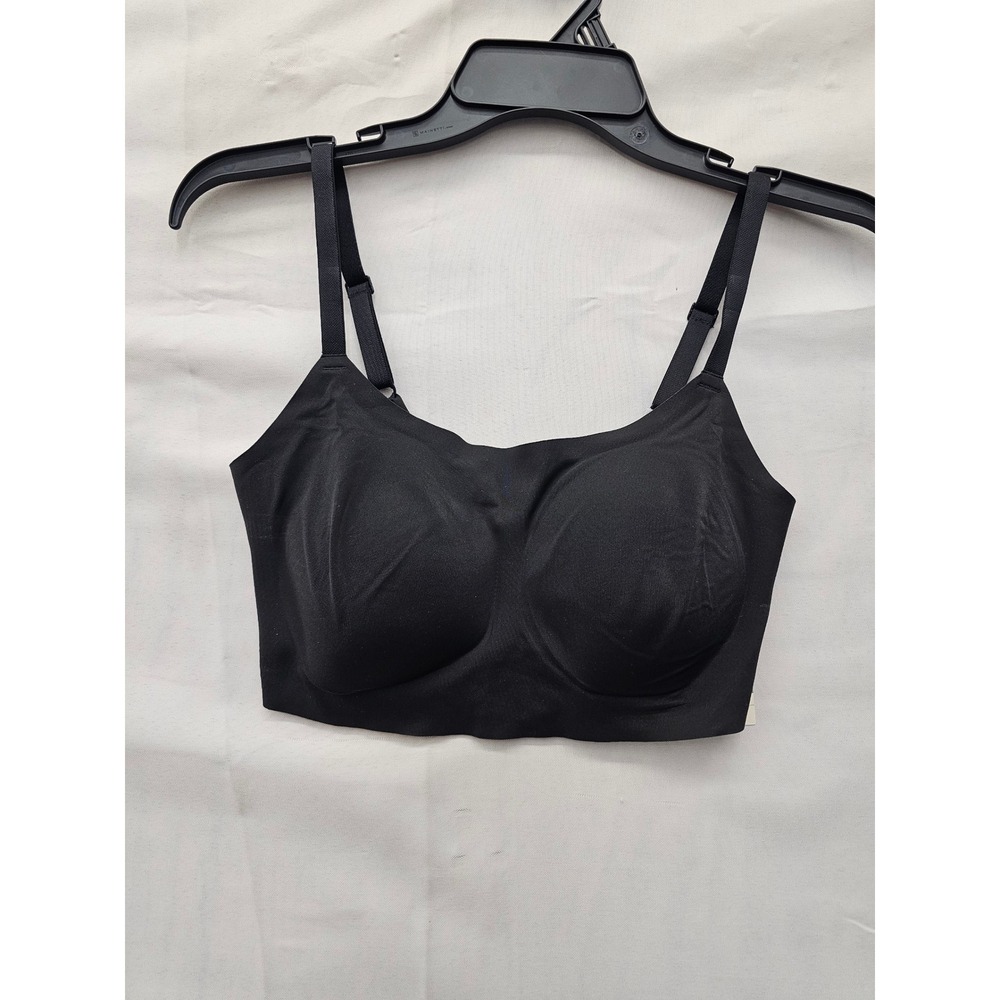 True & Co Womens Scoop Neck Bralette Black Nylon Blend Casual Size Medium